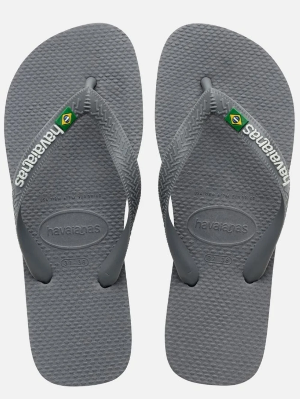 Havaianas Mens Brasil Logo-Embossed Rubber Flip Flops Size 10/11 Grey SummerSurf